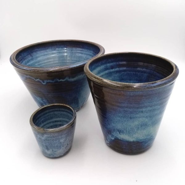 Picture of three blue planters
